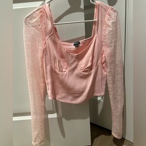 Never Worn- Pink Long Sleeve Crop Top- XS